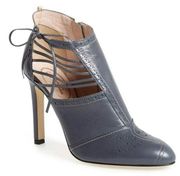 Sarah Jessica Parker - Blue Gray Leather Caged Side Pump Bootie, Sz EU 36.5