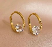 18K Gold Plated CZ Diamond Hoop Earrings for Women