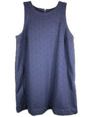 Crown Ivy Medium Dress Navy Blue Textured Sleeveless Shift Above Knee 404