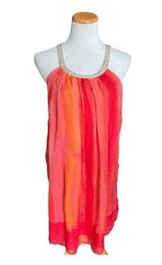 Womens Charming Charlie Metallic Braided Neckline Sunset Trapeze Dress - Sz L