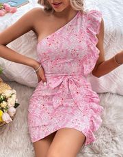 Pink One Shoulder Dress