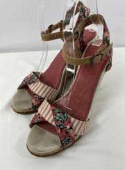 Sperry Topsiders Platform Sandals Print 9.5 M Ankle Straps