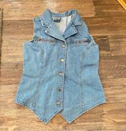 Planet X Jeans Vintage 90s Blue Medium Wash Denim Buttoned Vest Size Medium