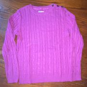 Crew Neck Cable Knit Sweater, Violet Pink Purple NWOT