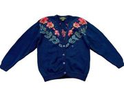 Eddie Bauer NWOT navy floral detail cardigan size M