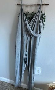 GAP grey ribbed knit jumpsuit with drawstring waist XXL