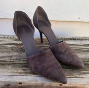 Vince Claire D'Orsay brown suede point toe pumps made in italy size 10