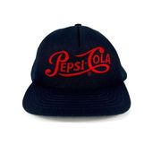 Vintage Navy Blue -Cola Red Script Old Logo Embroidered Adjustable Hat