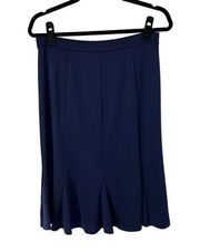 Susan Graver Navy Stretchy Pleated unlined elastic waist skirt