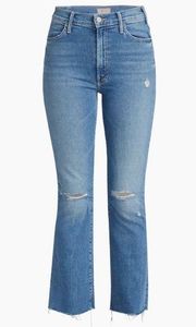 MOTHER The Hustler Ankle Fray Distress Raw Hem High Rise Jeans 27