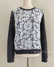 Active USA Size Medium Gray Lace Overlay Sweater