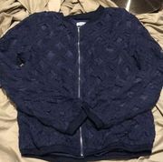 Lace overlay blue bomber size small