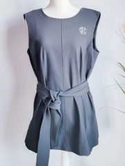 MM LaFleur New Gray Angelina Belted Power Stretch SEC Embroidered Top Size 12