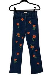 Mother The Hustler Ankle Fray Jean in A Field Of Poppies Women’s Sz 26