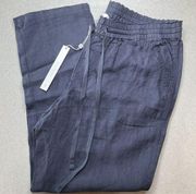 100% Linen Pants Medium Gray Ebony Blue NWT