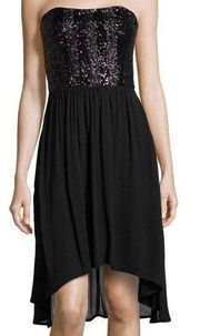 NWT Ella Moss Black Sequin Strapless Dress Sz M