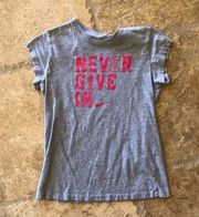 Nike  Like New Never Give In Gray and Pink T-shirt