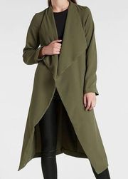 Belted Soft Trench Coat Express Flyaway jacket XSmall olive green no belt