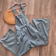 Wide leg denim overalls