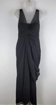 White By Vera Wang Black Draped Grecian Goddess Bridesmaid Formal Gown Size 2