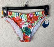 Decree Bikini Bathing Suit Bottoms Floral Orange Green Size Small New with Tags