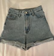 High Waisted, Light Denim Shorts