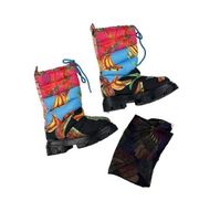 Farm Rio - Chevron Forest Puffy Boots in Black Multicolor