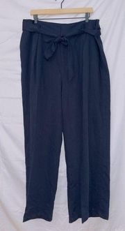 Women's Eloquii NWT Black High Waisted Wide Leg Belted Trouser Pants size 16