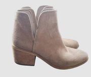 BP. Tan Suede Leather Booties Boots Size 8 M Slip On Style Stacked Block Heel