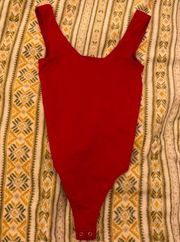 Red thong clasp bodysuit