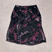 Unique Vintage Floral Highwaist Double Thigh Slit Skirt