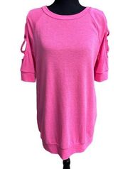 Once Upon A Time Criss Cross Sleeve Top- Ultra Pink