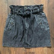 WHO WHAT WEAR black denim belted mini skirt, size 12