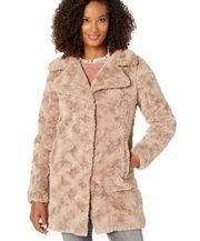 Kenneth Cole Women's Brown Notch Collar Faux Fur Coat