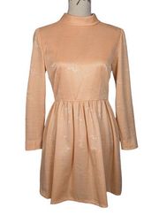 Vintage 1960s Mod Long Sleeve Mini Dress Light Orange