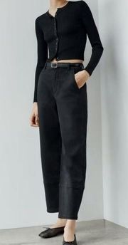 Everlane Utility Barrel High Rise Denim Black Ankle Pants