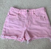 light pink jean shorts