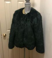 Bershka Faux Coat in green color