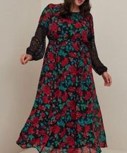 NWT  Floral Chiffon Maxi Dress