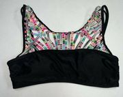 Hobie Womens Swim Bikini Top Size XL Black Multi Neon Swimsuit