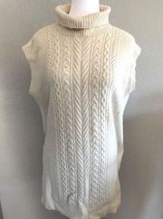 Loft wool blend Sweater Vest turtleneck sleeveless sweater cream oversized small