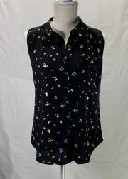 No Boumdaries Button Down Black Butterfly Tank Top Size Medium NWT