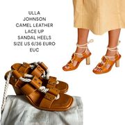 ULLA JOHNSON CARAMEL TAN LACE UP SANDAL HEELS SIZE US 6/ EURO 36 EUC