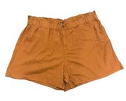 Plus Size 22W Brown High Waisted Sailor Shorts Textured Tencel Cotton