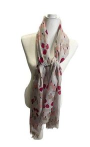 Cole Haan Country Print Scarf Gray Pink Red Spring Casual