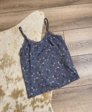 Hollister Satin Floral Blue Lace Tank