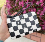 NWT Coach Corner Zip Wristlet With Checkerboard Print