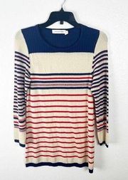 ISABEL MARANT Etoile Made In Italy Striped Colorblock 3/4 Sleeves Sweater