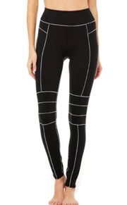 Alo Yoga Alo black white stitched moto leggings XS