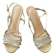 De Blossom iridescent rhinestone glittery strappy heeled sandals